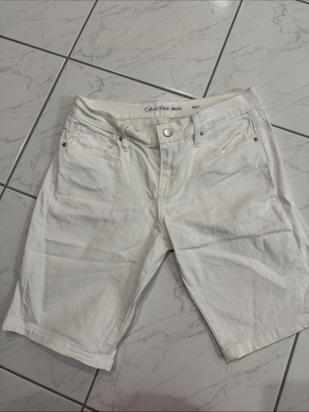 Calvin Klein Jeans White Denim Bermuda Shorts